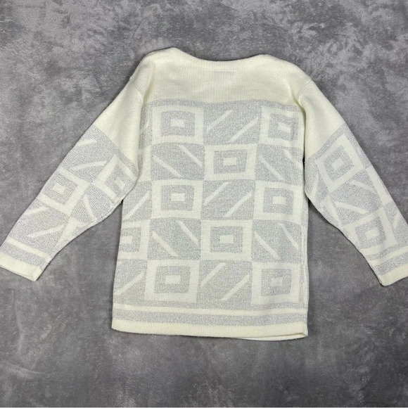 Diane VonFurstenberg Sweater Womens M/L Vintage Shimmer Metallic Retro Art Fall - Picture 5 of 8